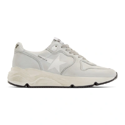 Golden Goose Running Sole Distressed Leather Sneakers In Light Gray