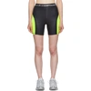 ALEXANDER WANG T ALEXANDERWANG.T BLACK AND YELLOW LOGO ELASTIC WASH AND GO BIKER SHORTS