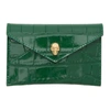 ALEXANDER MCQUEEN ALEXANDER MCQUEEN GREEN CROC ENVELOPE CARD HOLDER