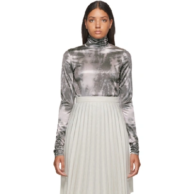 Acne Studios Eryn Bleach Print Turtleneck Top In Grey