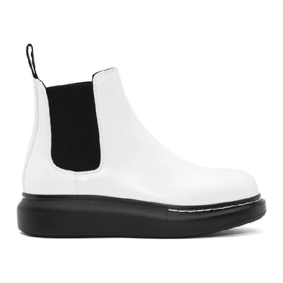 Alexander Mcqueen White Hybrid Chelsea Boots In White/black