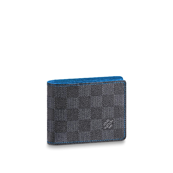 Pre-Owned Louis Vuitton Slender Wallet Damier Graphite Blue In Black/grey/blue | ModeSens