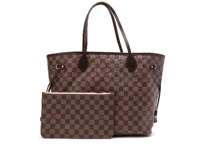 Pre-owned Louis Vuitton  Neo Neverfull Damier Ebene Mm Rose Ballerine Lining