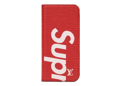 Pre-owned Supreme Louis Vuitton X  Iphone 7 Folio Epi Red