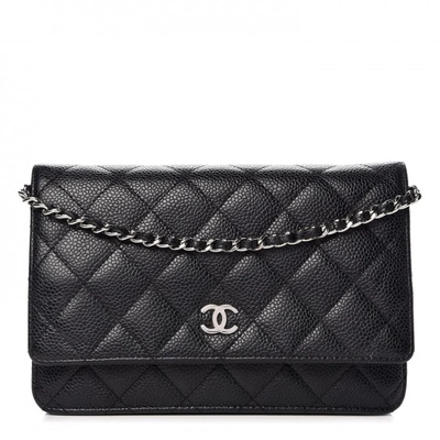 Pre-owned Chanel  Wallet On Chain Quilted Black