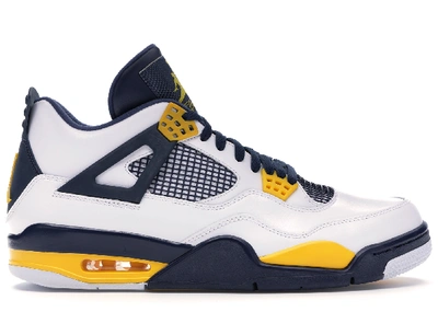 Pre-owned Jordan 4 Retro Cal / Marquette Pe In White/varsity Maize-midnight Navy