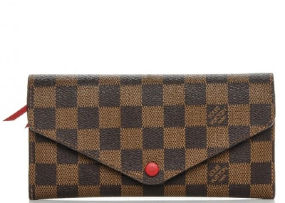 Pre-owned Louis Vuitton Wallet Josephine Damier Ebene In Brown/red