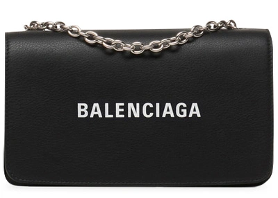 Pre-owned Balenciaga Everyday Chain Wallet Black