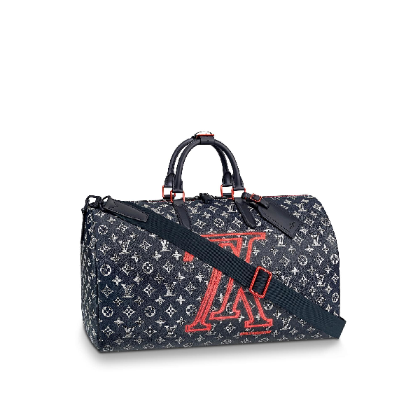 Pre-Owned Louis Vuitton Keepall Bandouliere Monogram Upside Down Ink 50 Navy | ModeSens