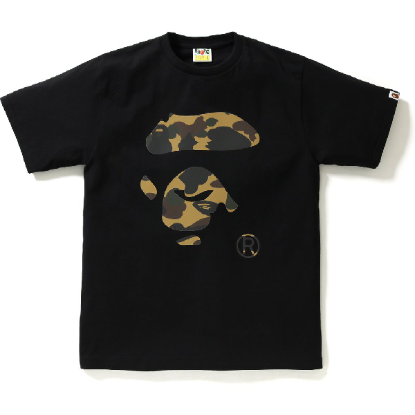 Pre-Owned Bape Reflector 1st Camo Ape Face Tee Black/yellow | ModeSens