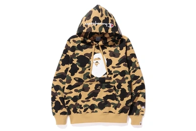Pre-owned Bape  Champion1st Camo Pullover Hoodie Yellow Camo