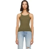 Re/done Ribbed Cotton-jersey Tank In Army Green