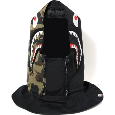 Pre-owned Bape 1st Camo Shark Hoodie Mask Green/black