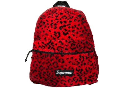 Pre-owned Supreme  Leopard Fleece Backpack Red