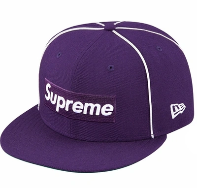 Pre-owned Supreme  Box Logo Piping New Era Cap Purple