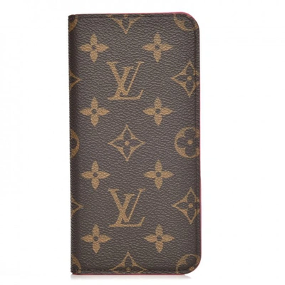Pre-owned Louis Vuitton Folio Case Iphone 6 Plus Monogram Pink