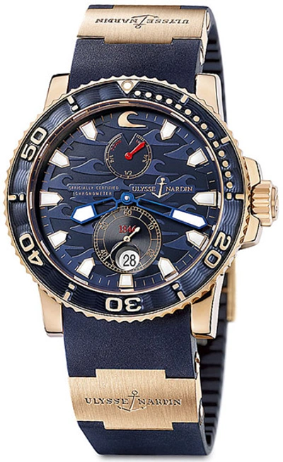Ulysse Nardin Maxi Marine Blue Surf Chonometer Limited Edition 266-36le-3a In Rose Gold