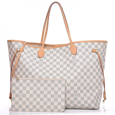 Pre-owned Louis Vuitton  Neo Neverfull Damier Azur Gm Beige Lining