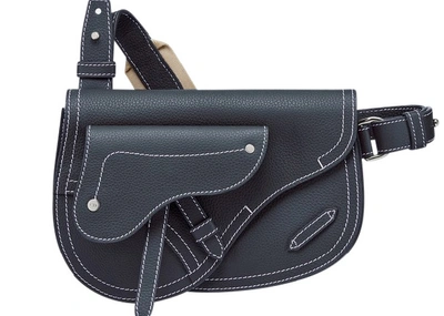 Pre-owned Dior X Kaws Pouch Saddle Navy Blue