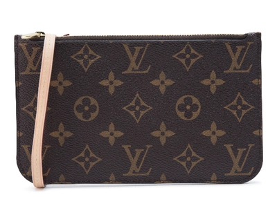 Pre-owned Louis Vuitton Pochette Monogram Pm Beige Lining In Brown/tan