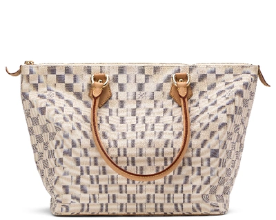 Pre-owned Louis Vuitton Saleya Damier Azur Mm White In White,blue,brown