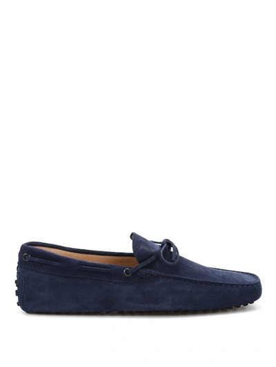 Tod's Tods Mens Blue Gommino Heaven Suede Driving Shoes In Dark Blue