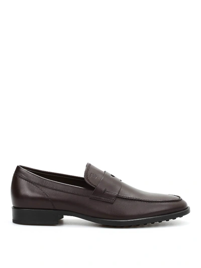 Tod's Men's Smooth Leather Penny Loafers In Brown