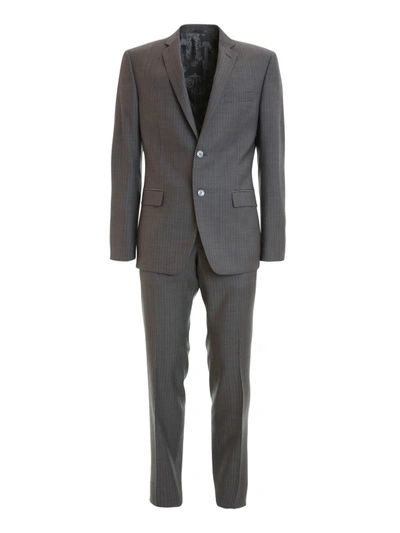 Versace Classic Fit Wool Suit In Grey