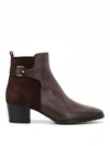 TOD'S LEATHER AND SUEDE ANKLE BOOTS