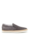 Tod's Suede Espadrille Slip-on Sneaker, Gray In Dark Grey