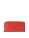 Prada Saffiano Leather Zip Around Wallet In Red