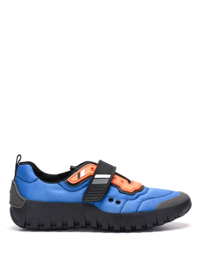 Prada Nylon And Rubber Sneakers In Blue