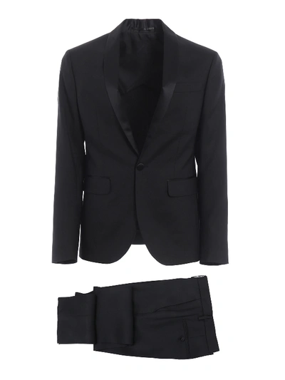 Dsquared2 Tokyo Fit Wool Silk Tuxedo Suit In Black