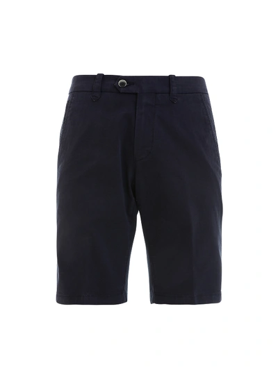 Corneliani Stretch Cotton Tailored Shorts In Dark Blue