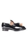 PRADA LEATHER LOAFERS WITH FUR DETAILS