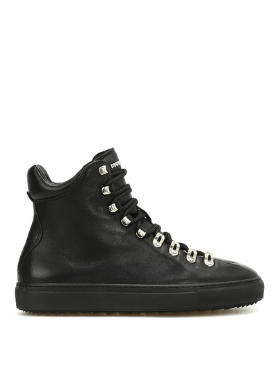 Dsquared2 Whistler Leather High-top Sneakers In Black