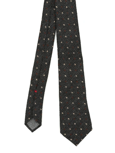 Brunello Cucinelli Wool And Silk Polka Dot Tie In Dark Grey