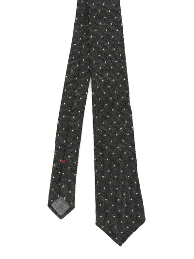 Brunello Cucinelli Wool And Silk Polka Dot Tie In Dark Grey