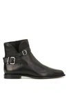 TOD'S BUCKLED LEATHER POINTY ANKLE BOOTS