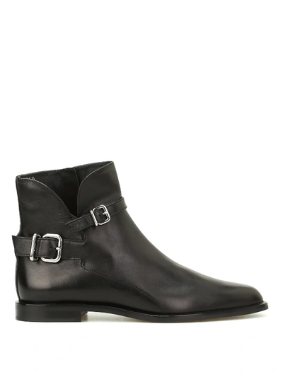 Tod's Buckled Leather Pointy Ankle Boots In Black