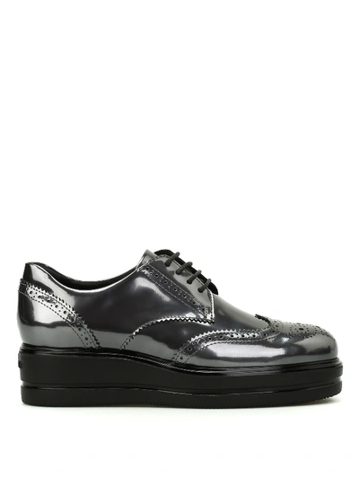 Hogan Route H323 Leather Derby Shoes In Metallic