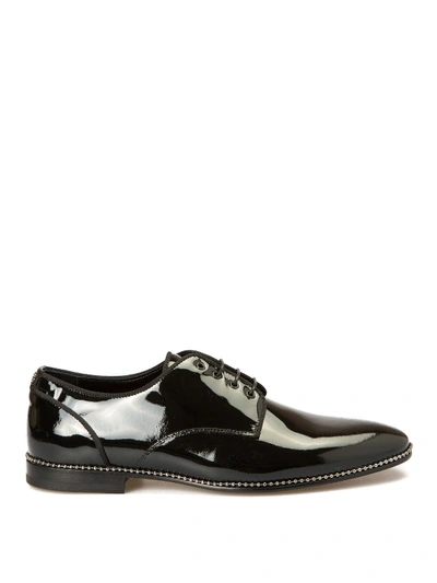 Roberto Cavalli Studs Trimmed Patent Oxford Shoes In Black