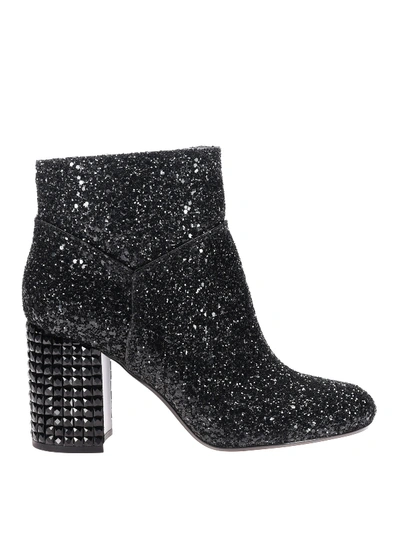 Michael Kors Arabella Glittered Ankle Boots In Black