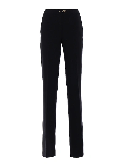 Fay Stretch Wool Flared Trousers In Black