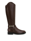 TOD'S DOUBLE T BROWN LEATHER BOOTS