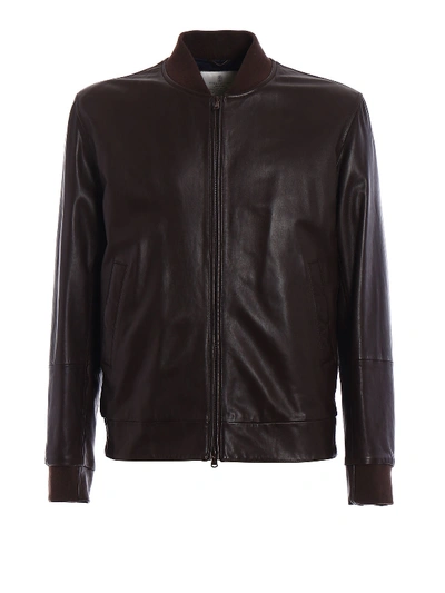 Brunello Cucinelli Soft Leather Bomber Jackets In Brown