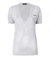 DSQUARED2 SPOTTED AND DRILLED V-NECK TEE