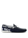 TOD'S LOGO PATCH BLUE LOAFERS