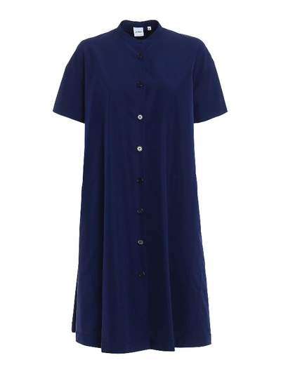 Aspesi Cotton Poplin A Line Dress In Blue