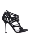 PRADA BLACK SUEDE CAGE SANDALS